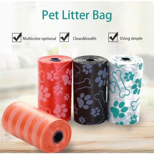 20pcs/roll Biodegradable Pet Dog Poop Bag Zero Waste Dog Pooper Bags Paw Doggy Litter Poop Bag Dispenser Pets Products For Dogs