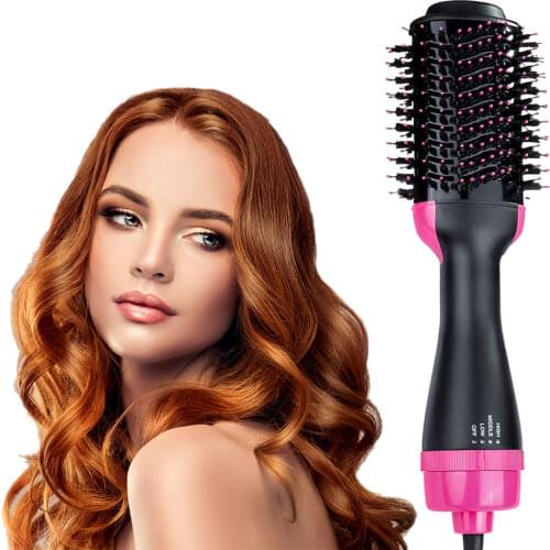 2 in1 One Step Hair Dryer Hot Air Brush Styler Tools Hair Straightener Curler Comb Roller One Step Electric Ion Blow Dryer Brush