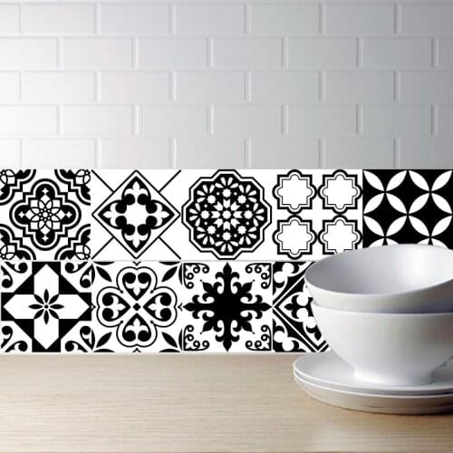 20x100cm Black and White Waterproof Tile Stickers Line Wall Sticker Kitchen Adhesive Bathroom Toilet Waterproof PVC Wallpaper