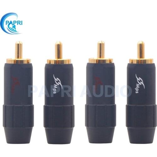 PAPRI 4PCS MPS Fish-8B For 8MM Cable DIY RCA Plug HiFi Repair Gold Plated Jack Plugs Audio Ampliier Speaker Connector
