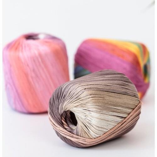 50g/Ball Cotton Metallic Lace Rainbow Yarn Colorful Thin Thread For DIY Hand Crocheting Knitting By 1.5-2.5mm Crochet Hooks
