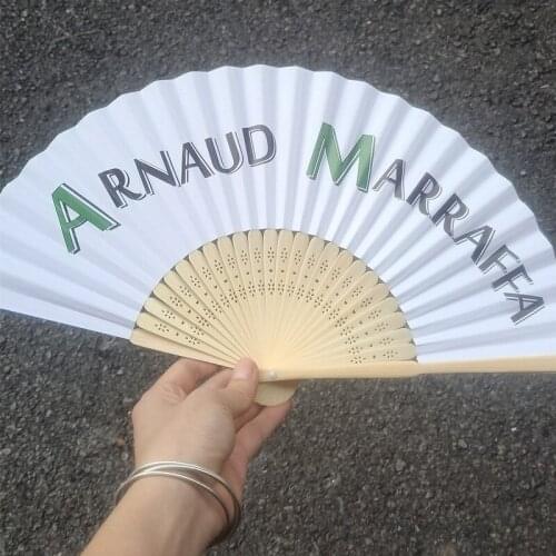 400 pcs/batch hot sale folding elegant paper hand fan personalized fan wedding party DIY fan gift