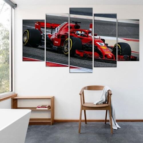 F1 Ferrari Sebastian Vettel Racing 5 Piece Canvas Wall Art Print Home Decor HD Pictures 5 panel poster no Framed Paintings