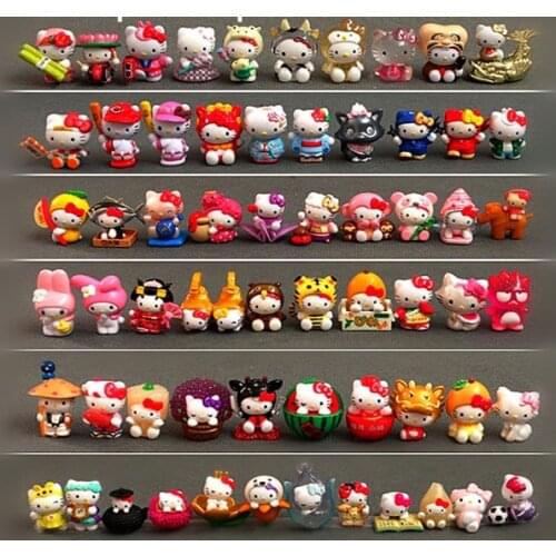 50~100pcs no repeat 2.5-4cm Cartoon halo kiti cat Action figure Doll hard PVC animal model toy