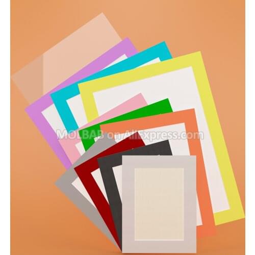 A3A4A5 Paperboard Photo Mat Picture Frame With Backing 10 Colors Mounted For Drawing Painting Certificate Passe-partout 4PCS/Lot