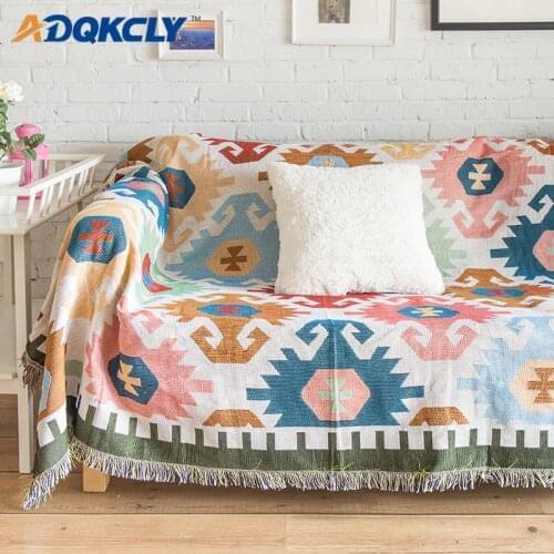 ADQKCLY Nordic Bohemia Style Sofa Blanket Cover Soft Cotton Knitting Thick Bedspread Sheet Table Cloth Picnic Floor Mad Pads 1PC
