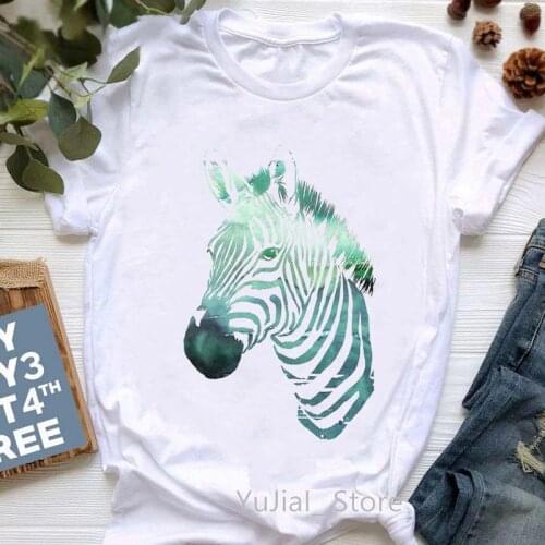 Watercolor Zebra Animal Print Women T-Shirt Funny Tshirt Femme Summer Fashion T Shirt Female Harajuku Kawaii Clothes Tops