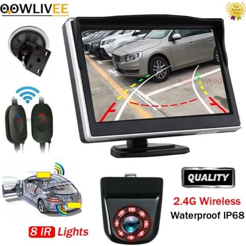 OOWLIVEE Car Intellgent System For Tracks Camera CCD HD Monitor Rear view Camera Wireless Kit 2 Video Input Night Vision Camera