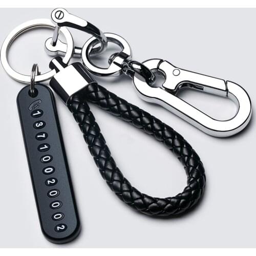 Anti-Lost Car Keychain Phone Number Card Keyring Phone Number Plate Lock Key Ring Auto Vehicle Key Chain Car Accessories