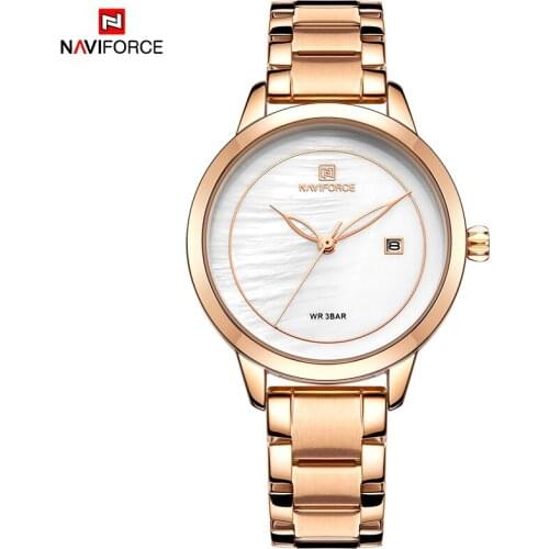 2021NAVIFORCE New Women Watch Top Brand Luxury Rose Gold Ladies Wristwatch Stainless Steel Bracelet Classic Fashion Female Clock