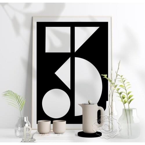 Black And White Bauhaus Art Poster, Bauhaus 36 Vintage Wall Stickers, German Minimal Shape Modernist Art Home Wall Picture Decor