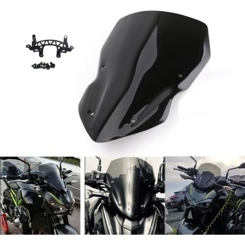Black Motorcycle Windshield Wind Deflector For Kawasaki Z900 Z 900 2017-2018 Street Motorbike Windscreen Protection Guards Cover
