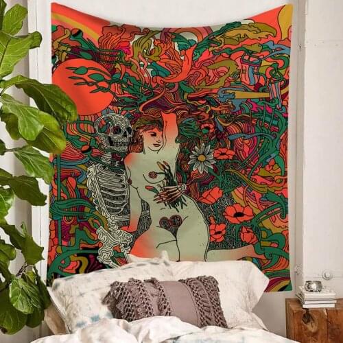 Cilected Watercolor Banshee Tapestry Wall Hanging Polyester Thin Section Nordic Girl Bedroom Painting Beach Towel Yoga Mat