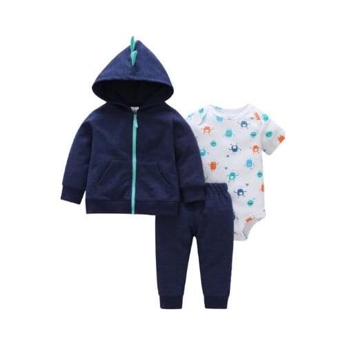 Baby Siamese clothing hooded zipper jacket + pants + jumpsuit trousers fashion cotton cute clothing baby boy girl clothes suit