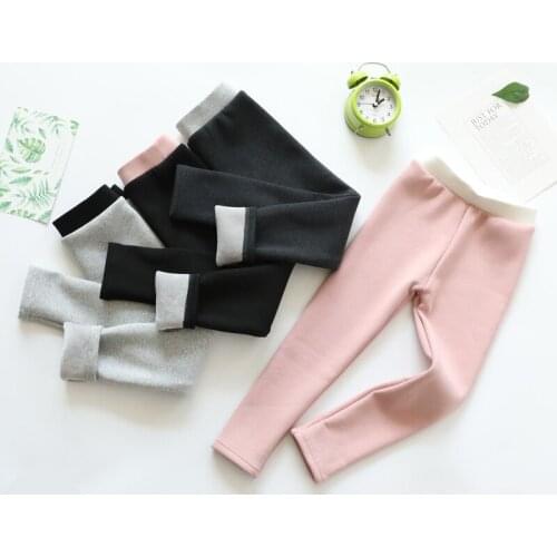 Childrens pants 201 Autumn And Winter Models Korean Version Of Thickening And Velvet Girls Warm Pants Childrens All-match Slim