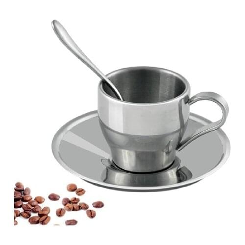 150ml Stainless steel double layer drink mugs tableware anti-hot thickening vacuum tea coffee cup set