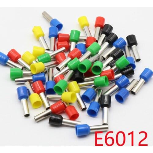 E6012 Tube insulating terminals 6MM2 100PCS/Pack Cable Wire Connector Insulating Crimp Terminal Insulated Connector E