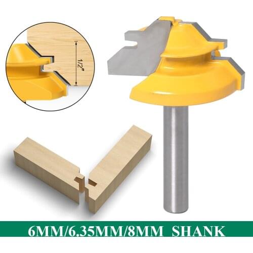 1/4" 6.35MM 8MM Shan Lock Miter Router Bit 45 Degree Wood Cutter Woodworking Tenon Milling Cutter Tool Drilling Milling For Wood