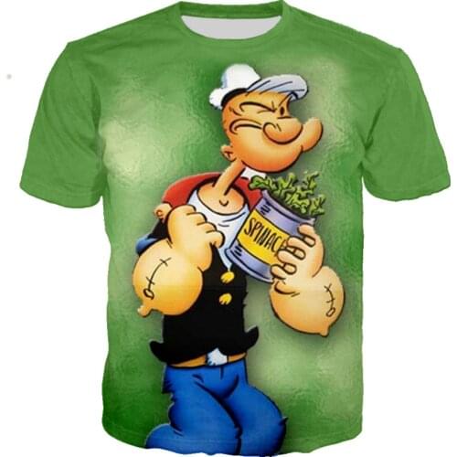 Cartoon popeye Slovely style mens tshirt 3D Print Gothic Funny Short sleeve Casual loose T-shirt fashion Couple T shirt top 5xl