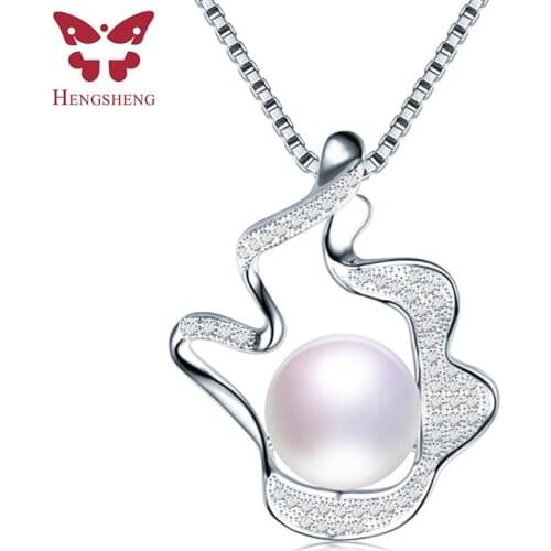 HENGSHENG Exquisite Design AAAA Genuine Freshwater Pearl Pendant 925 Sterling Silver Pendant Necklace Fine Jewelry Female