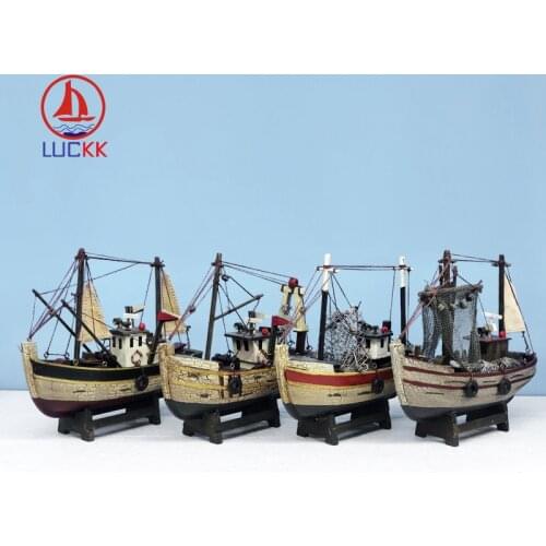 LUCKK Classical Wooden Sailboat Fishing Boat Vinta Home Decor Gifts Souvenirs Miniature Boat Sailing Ship Model Drop Shipping