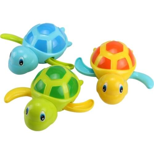 1pc Cute Cartoon Animal Tortoise Classic Baby Water Toy Infant Swim Turtle Wound-up Chain Clockwork Kids Beach Bath Toys J0353