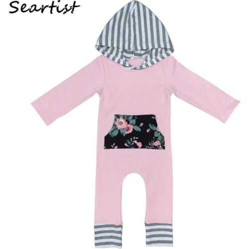 Seartist Girls Floral Rompers Girl Striped Jumpsuit Girls Spring Autumn Hoodied Rs Romper 2021 romper Baby Fashion Hoodie 40