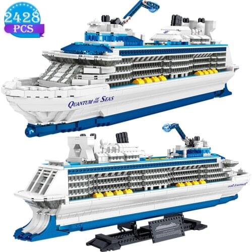 2428pcs Diy Design Static Building Blocks Luxury Large Cruise Ship Series Assembly Model Toys Children Birthday Gifts