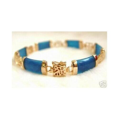 Beautiful blue jade carved link bracelet