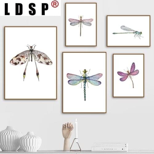 LDSP Abstract Canva Painting Poster Print Animal Modular Insect Dragonfly Watercolor Wall Art Picture Home Decor For Living Room