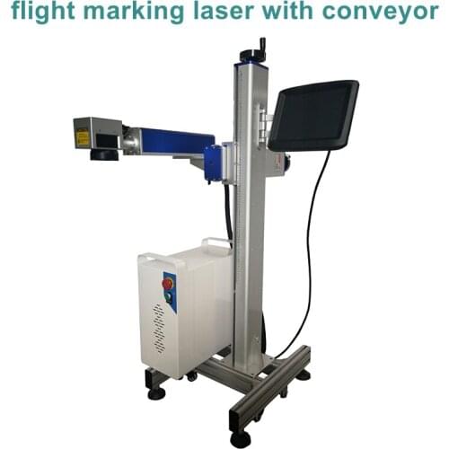 30W Date Coding Mac Touch flight fiber Laser Marking Machine
