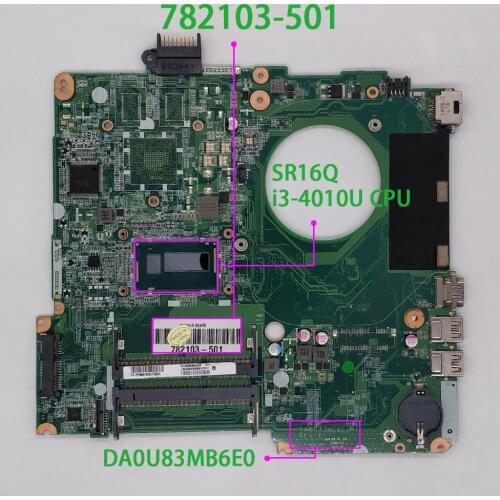 For HP 15-F010DX 782103-501 UMA w i3-4010U CPU DA0U83MB6E0 NoteBook PC Laptop Motherboard Mainboard Tested