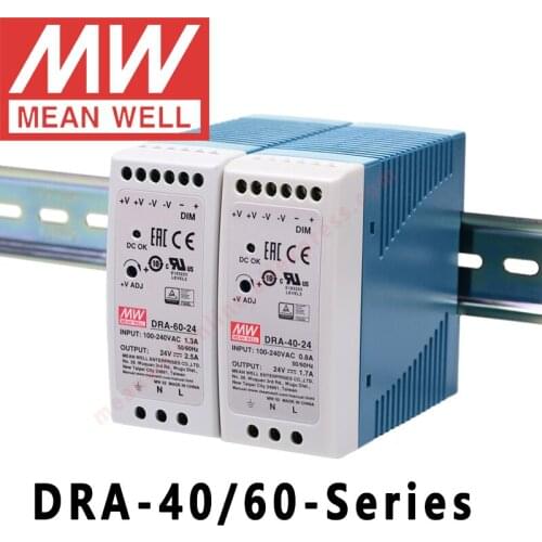 Mean Well DRA series DC 12V 24V meanwell DIN Rail 40W-60W Single Output Switching Power Supply