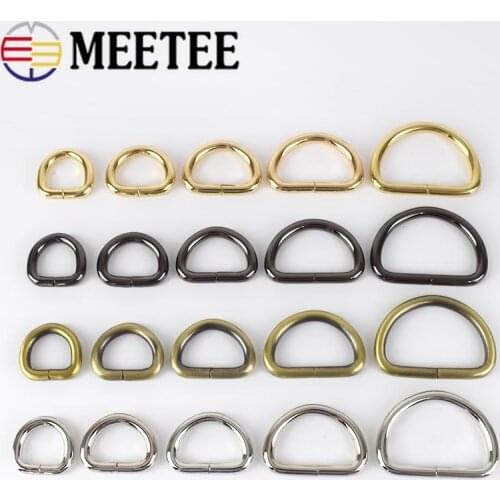 30pc Meetee Metal O D Ring Buckles 13-50mm Bag Strap Adjust Accessories for Handbag Garment Clothes Belt Clasp DIY Leather Craft