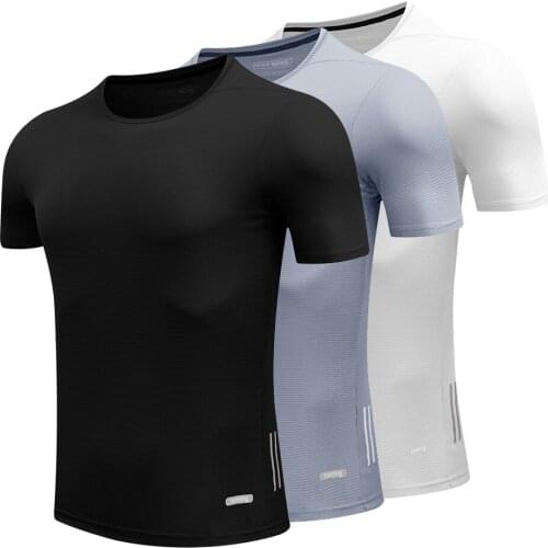 Polyester Mens Running T-Shirts Quick-Drying Compression Sports T-Shirts Gymnastic Running Shirts Football Shirts Training Wear