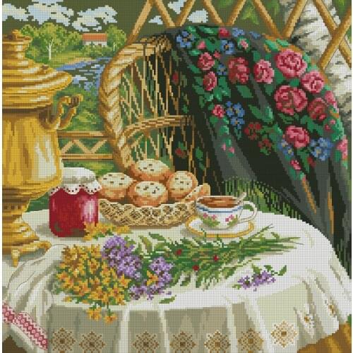 Garden Morning Cross Stitch Kits Needlework 14CT Unprinted Embroidery Top Quality DIY Handmade Decoration