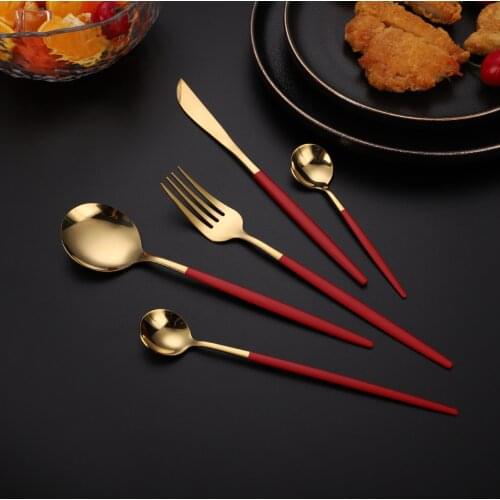 Stainless Steel Golden Cutlery Set Steak Knife Fork Coffee Spoon Teaspoon Dinner Knife Dinnerware Tableware Dinner Set Service