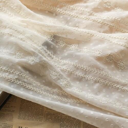 New Chiffon Jacquard Fabric Flower Stripe Geometric Embroidered Fabric for Fashion Dress Shirt Fabric