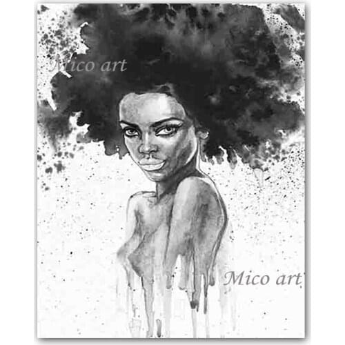New Design Handmade Black And White African Sexy Nude Lady Pictures Wall Art Abstract Canvas Wall Art Home Wall Decoration Piece