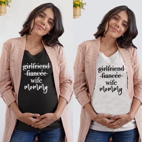 Girlfriend Fiancee Wife Mommy Maternity T-Shirt Pregnancy Announcement Short Sleeve Aesthetic Tops Pregnant T Shirts Clothes Tee