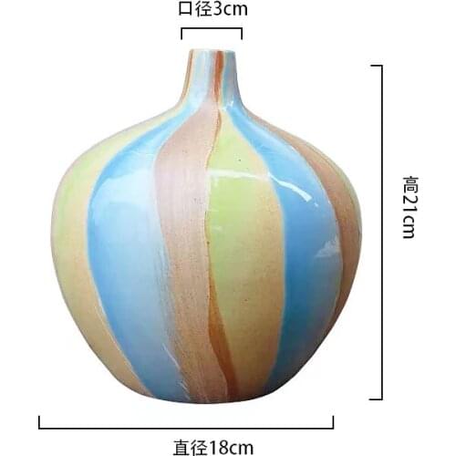 Simple Jingdezhen Modern Ceramics Rainbow Design Glaze Vase Decorative Porcelain Ornament Gift and Craft