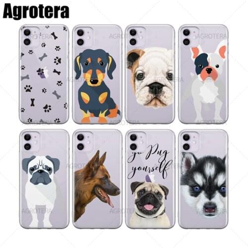 Agrotera Pomsky Puppy Pug Life Pugs Puppy Love Rottweiler Clear TPU Case Cover for iPhone 6 6s 7 8 Plus X XS XR 11Pro Max 12mini