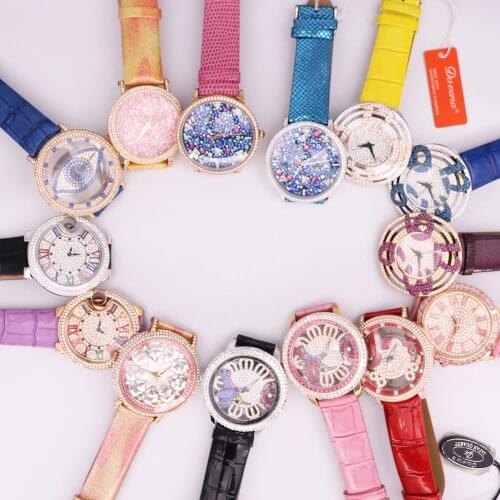 SALE!!! Discount Davena Crystal Old Types Lady Womens Watch Japan Mov't Fashion Hours Bracelet Leather Girls Gift No Box