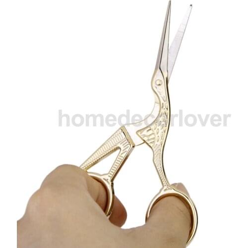 Retro Gold Plated Crane Sewing Tailoring Scissors 9cm