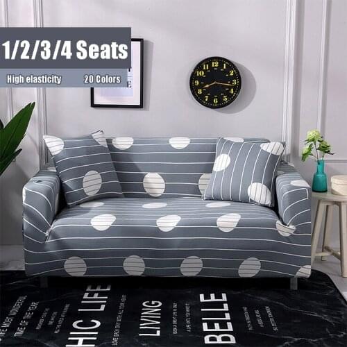 Grey Striped Sofa Cover Floral Sofa Towel for Living Room Plaid Chenille Couch Slipcover Printed Elastic Couch Cover L Shape