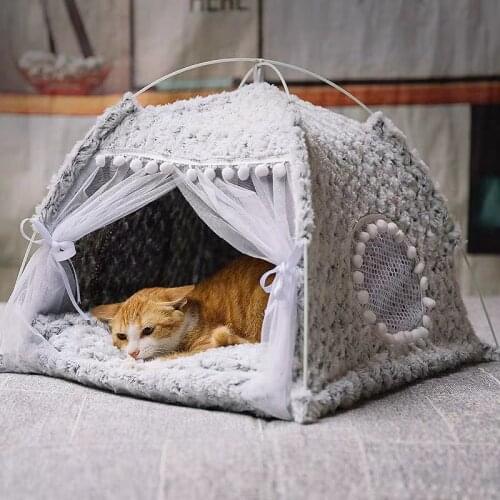 Cat Bed Folding Pet Tent House Breathable Mesh Pet Cub Sleeping Beds Portable Indoor Kennel for Puppy Cats Pet Supplies