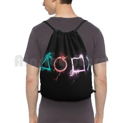 Playstation Backpack Drawstring Bags Gym Bag Waterproof Playstation Ps4 Ps5 Ps3 Playstation Logo Logo Text Logo Text Art