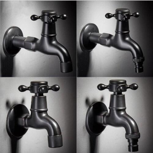 High quality total brass black oil brushed double using washing machine faucet bathroom corner faucet tap garden outdoor mixer