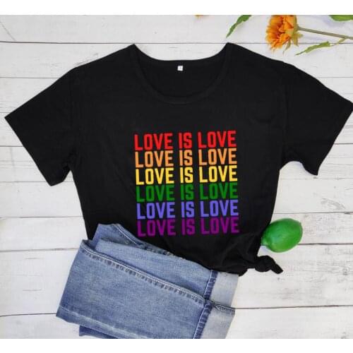 LOVE IS LOVE Colored T-Shirt Harajuku style Shirt girl personality Tee Women Fashion Casual pure cotton trendy aesthetic Tee