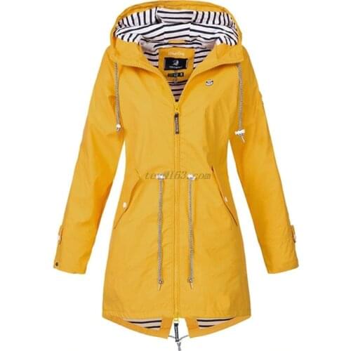 Womens Waterproof Rain Jacket Long Sleeve Raincoat Windbreaker for Sport Camping Hiking Hooded Coat with Pockets S-5XL